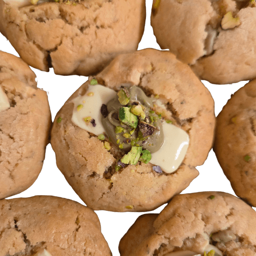 COOKIES ESTILO NY PISTACHO CHOCOLATE BLANCO CASERAS BARCELONA PUEBLO IBERICO